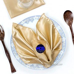 mds Pack of 50 Wedding Satin 12X 12 Square Dinner Napkin or Handkerchief for Wedding Banquet Decoration Champagne Gold