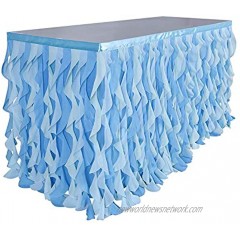 Adeeing 6ft Mixed Blue Tulle Table Skirt Tutu Ruffle Table Skirting Curly Willow Table Skirt for Rectangle or Round Table Baby Shower Birthday Wedding Party Banquet Decoration L 72in H 30in