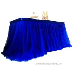 Antuen 6 Feet 3 Layers Mesh Tutu Tulle Table Skirt Lace Tablecloth Cover for Party Decoration Birthdays Wedding Baby Shower L72in H30in Royal Blue
