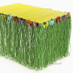 Fun Express Hibiscus Flower Green Table Skirt