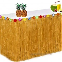 King Luau Grass Table Skirt 9ft x 29in Luau Table Skirt | Raffia Style Fringe Party Decoration for Tiki Tropical Hawaii or Moana Themed Birthday Graduation or Costume Party | Hawaiian Table Skirt