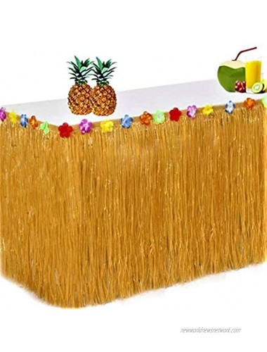 King Luau Grass Table Skirt 9ft x 29in Luau Table Skirt | Raffia Style Fringe Party Decoration for Tiki Tropical Hawaii or Moana Themed Birthday Graduation or Costume Party | Hawaiian Table Skirt