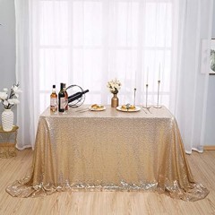 Kirsooku Light Gold Sequin Tablecloth Glitter Sparkly Iridescent Shimmer for 50 X 50 Square Table Cloth Decorations for Birthday Party Supplies Event Wedding Table Covers Table Skirt Decor Bronze