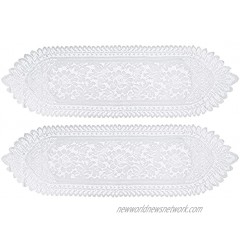 AUEAR 2 Pack Rectangular Cotton Crochet Lace Table Placemats Doilies for Home Decorations White