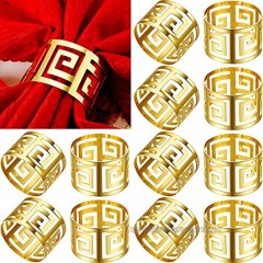16 Packs Hollow Out Napkin Rings Holders Serviette Buckle Holder Exquisite Household Napkin Holder Adornment for Wedding Christmas Thanksgiving Party Dinner Table Decoration Gold