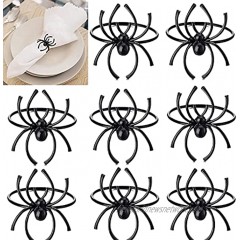 8 Pieces Halloween Spider Napkin Ring Metal Serviette Napkin Holder Black Spider Napkin Rings Set for Halloween Party Home Kitchen Dining Table Accessories Decoration