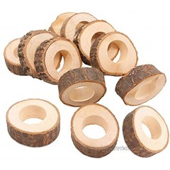 Handmade Rustic Wooden Napkin Rings Set of 12 Vintage Napkin Ring Holders for Table Decoration Thanksgiving Dinner Table Parties