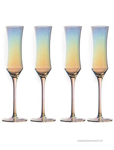 Champagne Flutes Set of 4 Crystal Champagne Glasses Wine Glass for Celebration Anniversary Festival Pearl