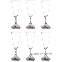 LED Light Up Champagne Glass Flutes 7oz | Set of 6 | 8 Flashing Party Modes
