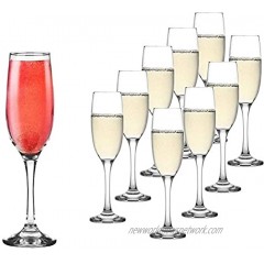 Set of 10 Classic Flute Champagne Glasses 7 Ounce Toasting Sparkling Wine Wedding Flutes