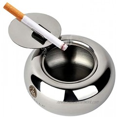 Mantello Modern Stainless Steel Tabletop Ashtray with Lid Indoor Outdoor Use