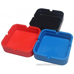 Square Silicone Ashtray for Cigarettes 3 Pack Cute Ash Tray for Outdoor Indoor Patio Unbreakable Heat Resistant Ashtrays Cool Portable Home Ashtrays Red Blue Black