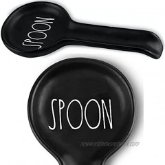 Farmhouse Spoon Rest for Stove Top by Brighter Barns Black Ceramic Spoon Rest for Kitchen Counter Large Spoon Holder for Stove Top Cooking Utensils & Coffee Spoon Rest Cute Farmhouse Kitchen