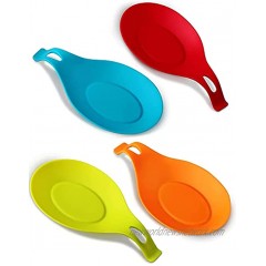 ORBLUE Silicone Spoon Rest for Kitchen Counter Almond-Shaped Cooking Spoon Holder for Stove Top Heat Resistant Utensil Rest 4-PACK