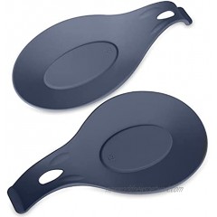 Silicone Spoon Rest – Set of 2 | HEAT RESISTANT | EASY – CLEAN Spoon Holder for Stove Top | Nonstick Sturdy Silicon Spoon Rest for Kitchen Counter | Utensil Rest | Spatula Rest Fits Large Utensils