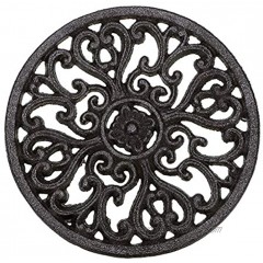 Sumnacon 6.7 Cast Iron Trivet Decorative Round Trivet Mat Hot Pot Holder Pads with Vintage Pattern and Rubber Pegs Feet for Rustic Kitchen Counter Or Dining Table