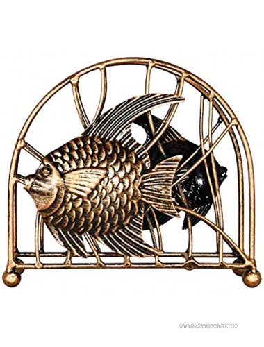 OwlGift Metal Natural Ocean Fish Design Napkin Holder Vertical Kitchen Tabletop Dispenser dining table & Kitchen Décor Farmhouse Upright Napkin Storage Organizer – Bronze