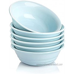AVLA 6 Pack Porcelain Cereal Bowls 15 OZ Premium Ceramic Bowls Set for Soup Salad Rice Pasta Porcelain Noodle Yogurt Bowls Ice Cream Bowl Microwave and Dishwasher Safe  Light Blue