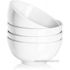 DOWAN Ceramic Soup Bowls Cereal Bowl 22 Ounce Bowls Set Chip Resistant Dishwasher & Microwave Safe Porcelain Bowls for Kitchen White Bowls for Cereal Soup Rice Pasta Salad Oatmeal Set of 4