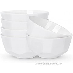 Lareina Ceramic Soup Bowls 22 OZ Cereal Bowls for Kitchen,Geometric Porcelain Bowls Set of 6,Microwave Safe,White