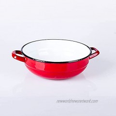 Large 12.5 Red Enamel serving bowl platter pasta bowl oven safe pan fruit bowl rustic farm house decor retro
