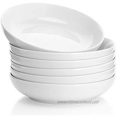 Sweese 112.001 Porcelain Salad Pasta Bowls 22 Ounce Set of 6 White