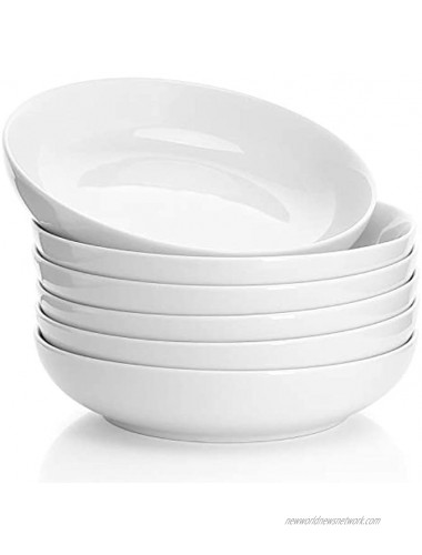 Sweese 112.001 Porcelain Salad Pasta Bowls 22 Ounce Set of 6 White