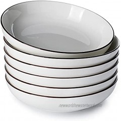Sweese 128.001 Porcelain Salad Pasta Bowls 30 Ounce Set of 6 White