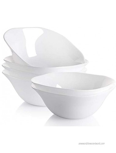 AVLA 6 Pack Chip Resistant Dessert Bowls 14 OZ Square Ramekins for Cereal Dipping Baking Snack Soup Fruit Rice Ice Cream 6 Inch Winter Frost White