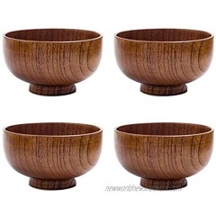 4 Pcs Wood Bowl Japanese Style Solid Wooden Salad Bowl Mini Jujube Wood Bowl Hand-Carved For Rice Soup Condiments Dip Sauce,Nuts Candy,Fruits,Appetizer,And Snacks