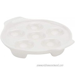 Cabilock 2Pcs White Ceramic Escargot Plates Porcelain Footed Escargot Plate 6 Compartment Holes Dish