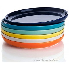 Sweese 155.002 Porcelain Round Dessert Salad Plates 7.4 Inch Set of 6 Hot Assorted Colors