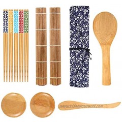 Sushi Making Kit Sushi Maker Roller Tool for Beginners Included Carbonized Bamboo Rolling Mats Chopsticks Set Rice Paddle Spreader Sauce Dishes