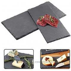 ATROPOS 2 Pack Slate Charcuterie Boards,Slate Cheese Board,Chalkboard Serving Trays with Natural Edge for Cheese Meats Appetizers Sushi ,Steak,Dried Fruits Display