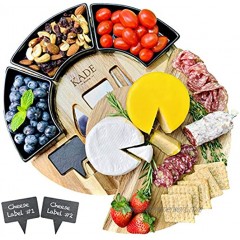 KADE Cheese Board Set Charcuterie Board Serving Platter Meat-Cheese Cutting Board and Knife Set Serving Tray for Fancy Wine Cheese Party! Ideal Gift for any Occasion.