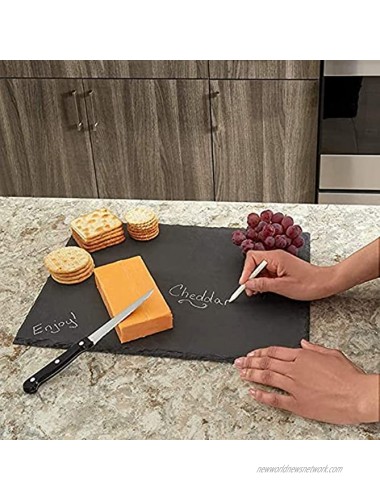 Slate Cheese Boards MAPRIAL 6 Pack 9 x 6” Slate Plates Black Charcuterie Boards Serving Tray Stone Plates Display Chalkboard with Soapstone Chalks for Sushi Meats Cheese Cake Appetizers Fruit
