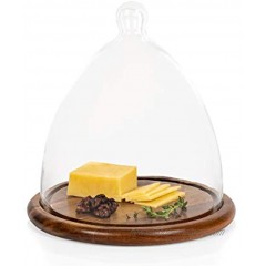TOSCANA a Picnic Time Brand Glass Cheese Cloche Dome on Acacia Wood Base