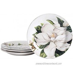 Bico Magnolia Floral Ceramic Salad Plates 8.75 inch Set of 4 for Salad Appetizer Microwave & Dishwasher Safe