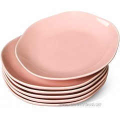 LE TAUCI Salad Plate 8 Inch Ceramic Plate Set of 6 for Appetizer Dessert Bread Snacks 10 Ounce PINK