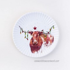 Christmas Longhorn Steer Appetizer Melamine Plates Set of 4