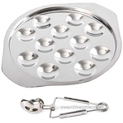 Stainless Steel Snail Escargot Plate Thickend Dishes 12 Compartment Holes Tong Set Oven Safe