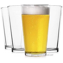 LUXU Classic Beer Pint Glasses16 oz,Premium Pub Beer Glasses with Thick Base,Versatile Cocktail Shaker Beer Glass,Clear Glass Bar Tumblers Cocktail Mixing Glass for Cold Beverages Soda Water4Pcs