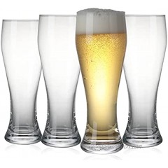 Modvera 19 oz Pilsner Glass Set of 4 | Bulk Pack of Pint Glasses Crafted for Pilsners and Hefeweizens | 8.6 inches Tall Beer Glass